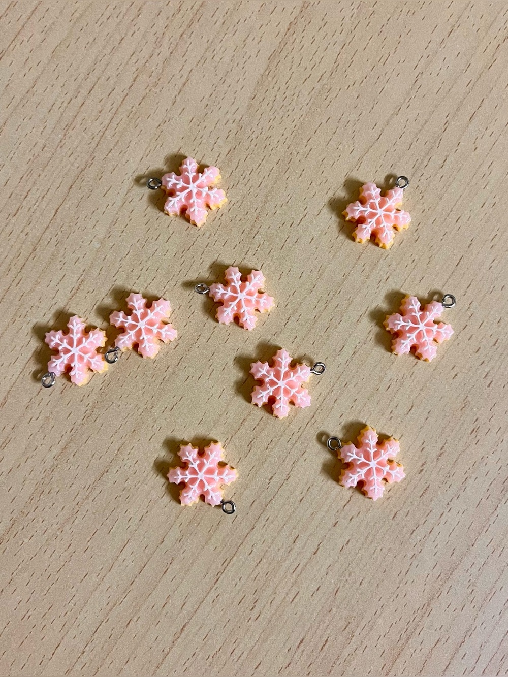 Pink Snowflake Cookie Silver Plated Charms DIY Jewelry Earrings Necklace